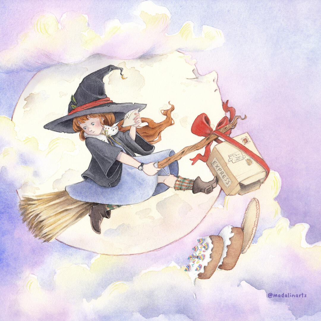 FIRST DELIVERY, watercolor + pencils